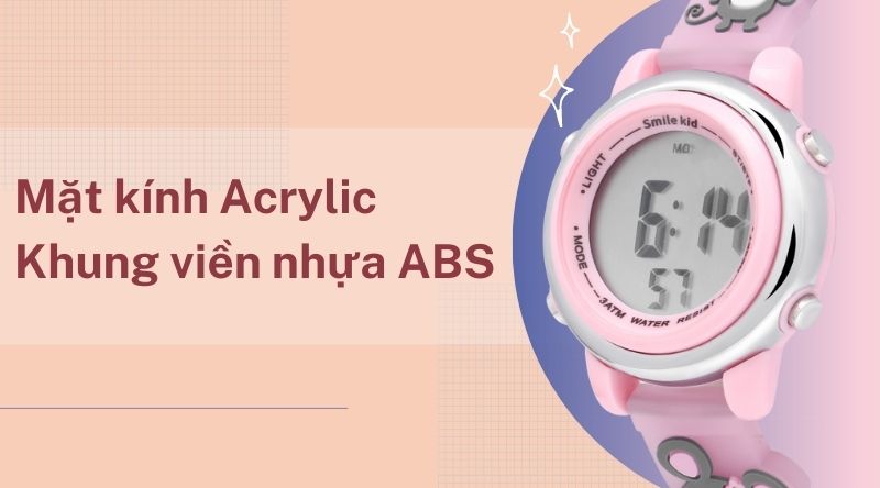 Đồng hồ trẻ em Smile Kid SL382-4 được trang bị mặt kính Acrylic, cùng khung viền nhựa chắc chắn