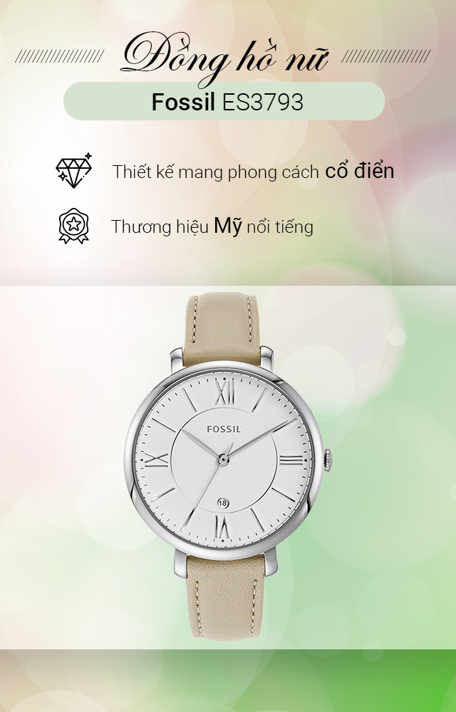 Đồng hồ Nữ Fossil ES3793 thiết kế tinh tế, cổ điển Đồng hồ Nữ Fossil ES3793 thiết kế tinh tế, cổ điển