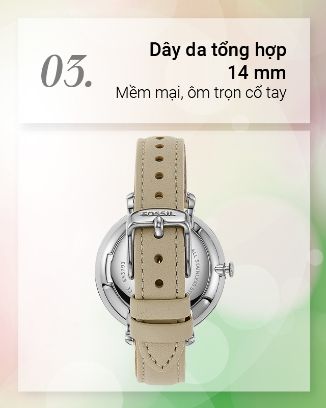 Đồng hồ Nữ Fossil ES3793 có dây da tổng hợp mềm nhẹ, êm ái Đồng hồ Nữ Fossil ES3793 có dây da tổng hợp mềm nhẹ, êm ái