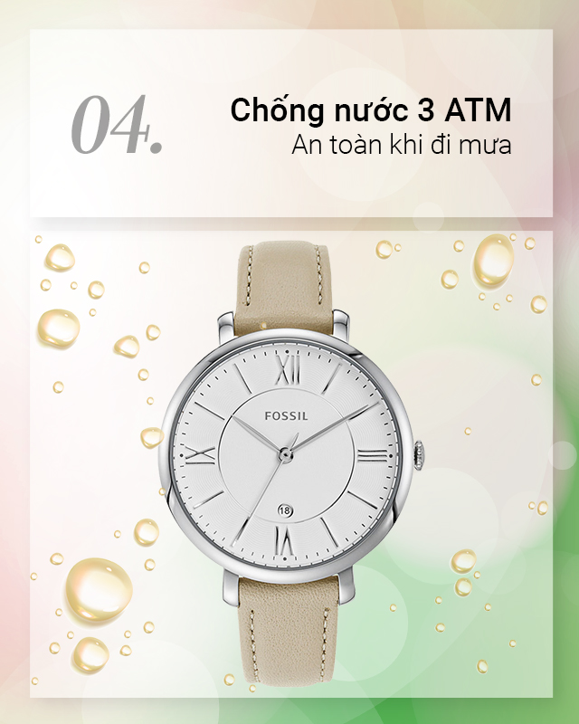 Đồng hồ Nữ Fossil ES3793 an toàn khi bạn đeo đi mưa, rửa tay Đồng hồ Nữ Fossil ES3793 an toàn khi bạn đeo đi mưa, rửa tay