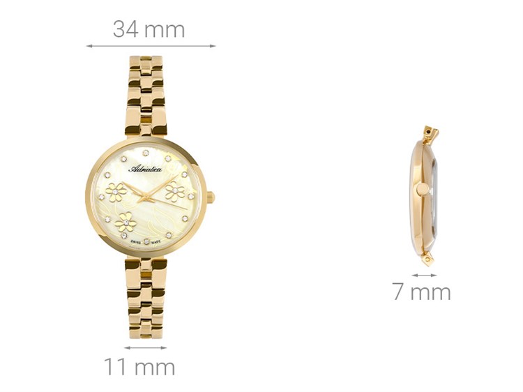 Đồng hồ ADRIATICA 34 mm Nữ A3741.114SQ Màu Vàng