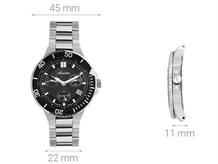 Đồng hồ ADRIATICA 45 mm Nam A8317.5114QF Màu Bạc