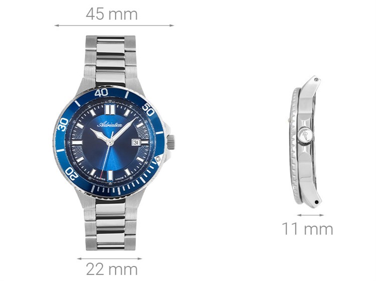 Đồng hồ ADRIATICA 45 mm Nam A8317.5115Q Màu Bạc