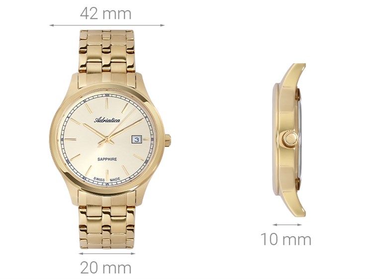 Đồng hồ ADRIATICA 42 mm Nam A8258.1111Q Màu Vàng