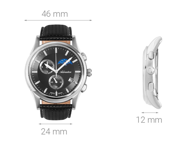 Đồng hồ ADRIATICA 46 mm Nam A8282.5214CH Màu Đen