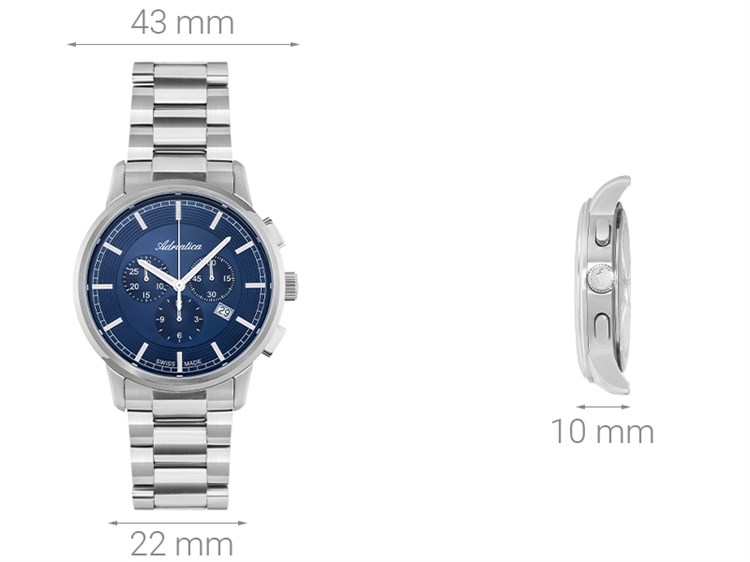 Đồng hồ ADRIATICA 43 mm Nam A8307.5115CH Màu Bạc