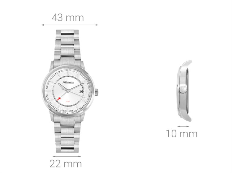 Đồng hồ ADRIATICA 43 mm Nam A8307.5113Q Màu Bạc