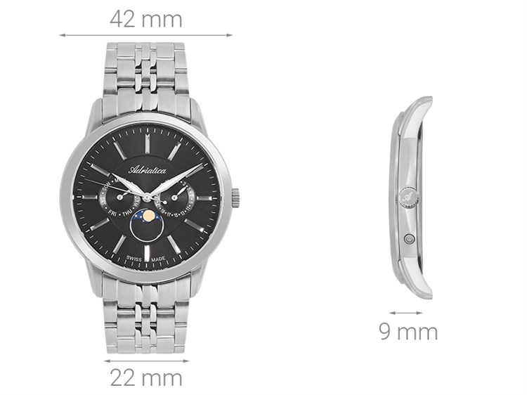 Đồng hồ ADRIATICA 42 mm Nam A8306.5114QF Màu Bạc