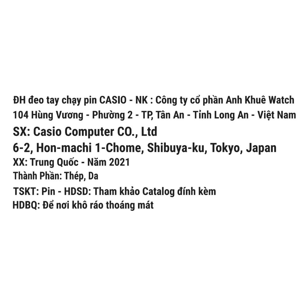 Đồng hồ CASIO Timeless 40 mm Nam MTP-VT01BL-5BUDF Màu Nâu