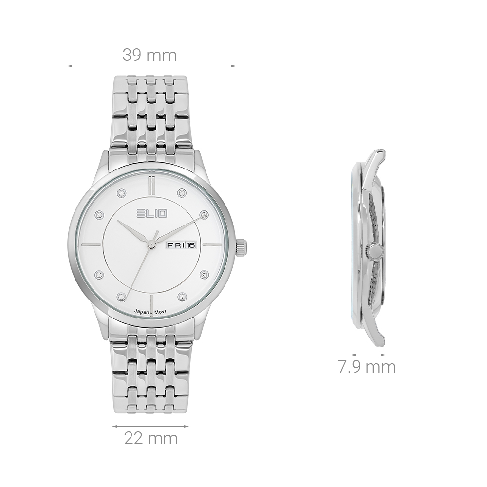 Đồng hồ ELIO 39 mm Nam EC003-01 Màu Bạc