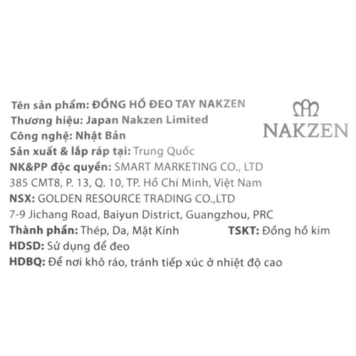 Đồng hồ NAKZEN 40 mm Nam SS9001G-1D Màu Bạc