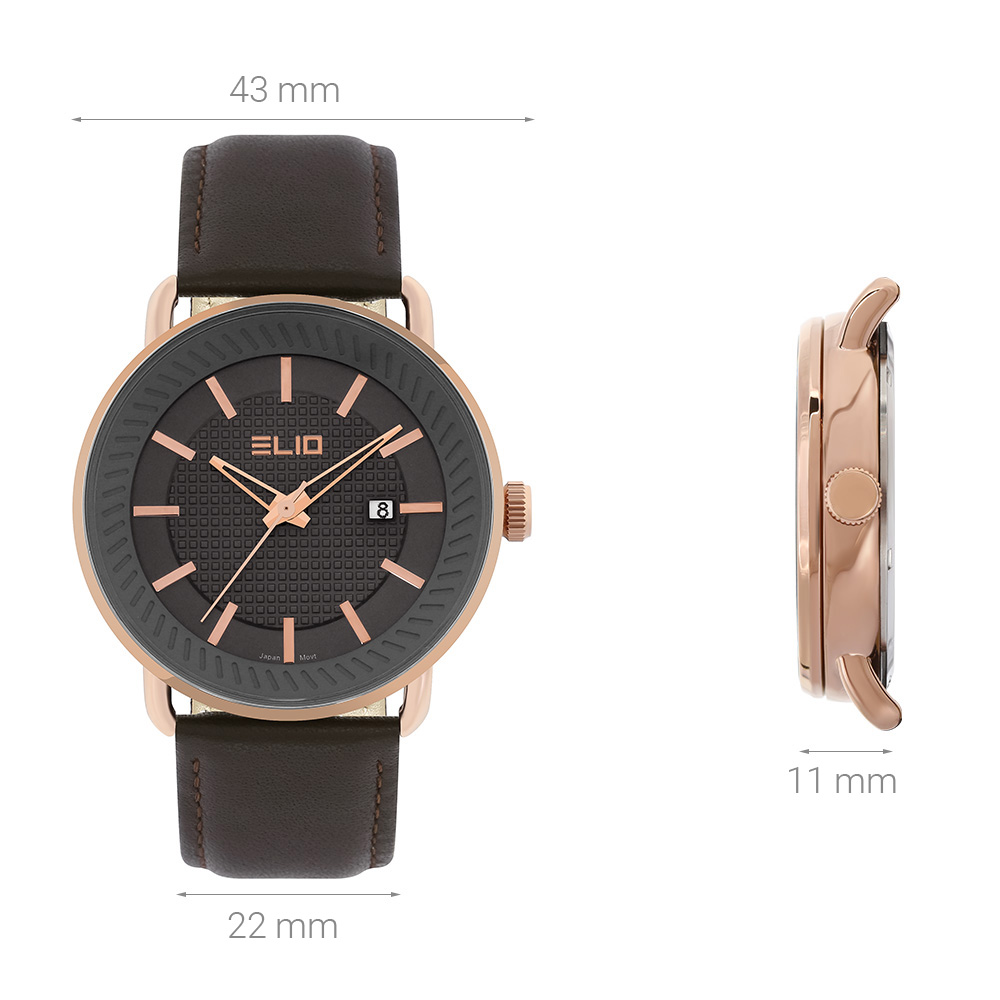Đồng hồ ELIO 43 mm Nam EL106-02 Màu Nâu