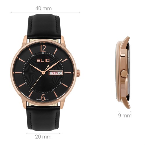 Đồng hồ ELIO 40 mm Nam EL107-01 Màu Đen