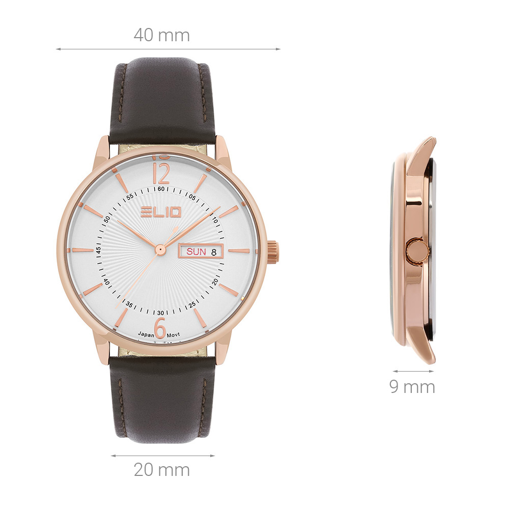 Đồng hồ ELIO 40 mm Nam EL107-02 Màu Nâu
