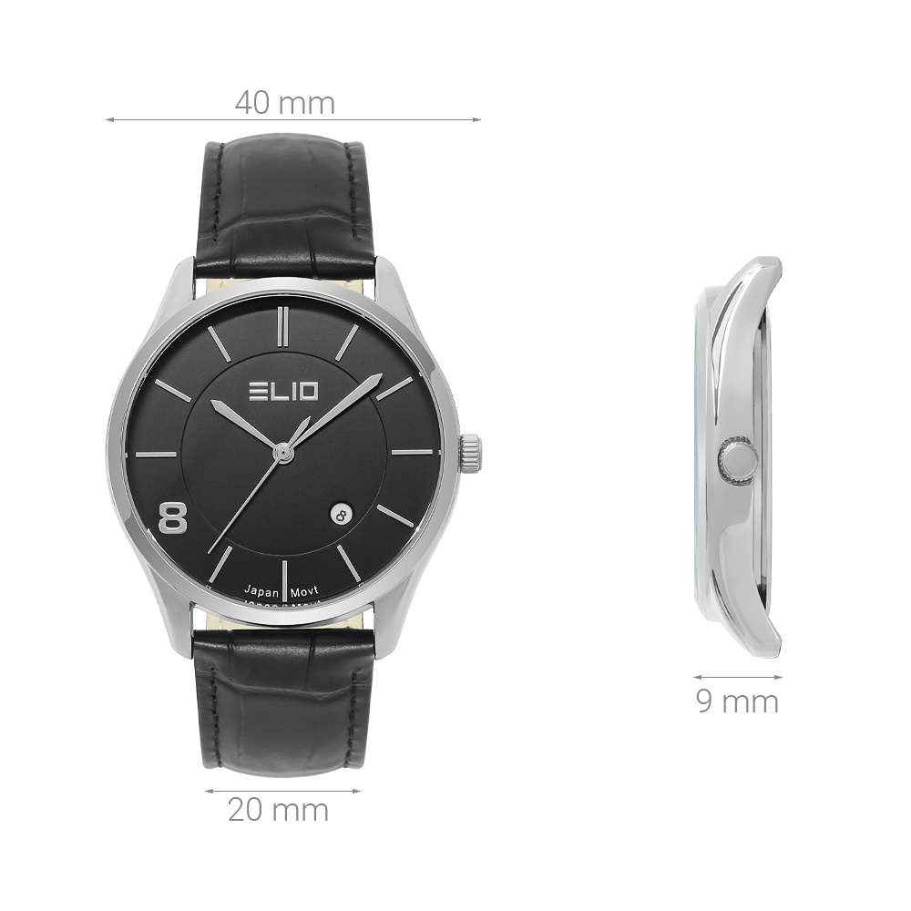 Đồng hồ ELIO 40 mm Nam EL113-02 Màu Đen