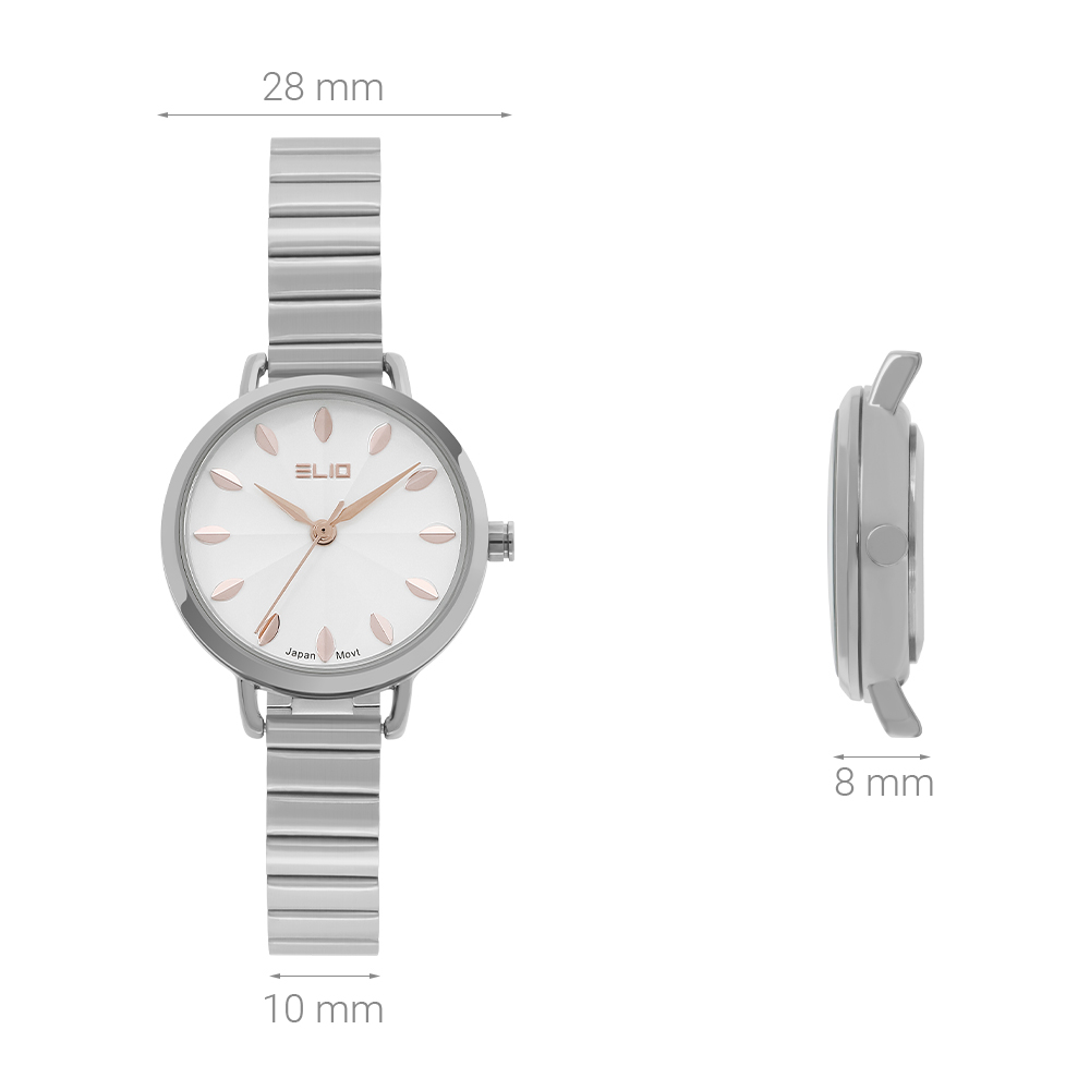 Đồng hồ ELIO Flower 28 mm Nữ ES110-01 Màu Bạc