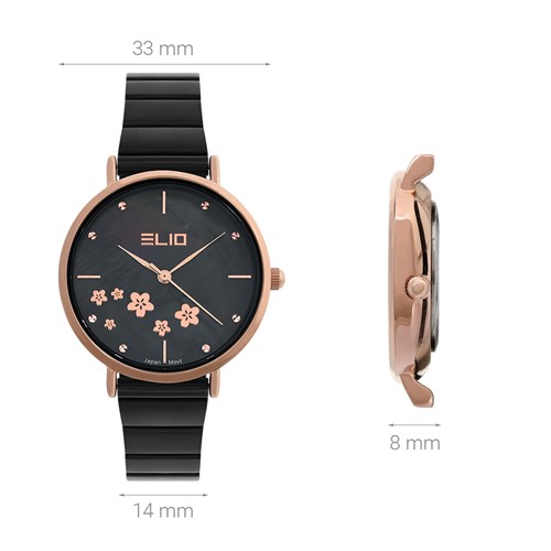Đồng hồ ELIO Flower 33 mm Nữ ES112-01 Màu Đen