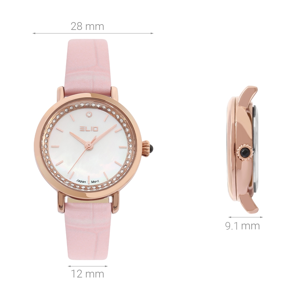 Đồng hồ ELIO 28 mm Nữ EL103-01 Màu Hồng