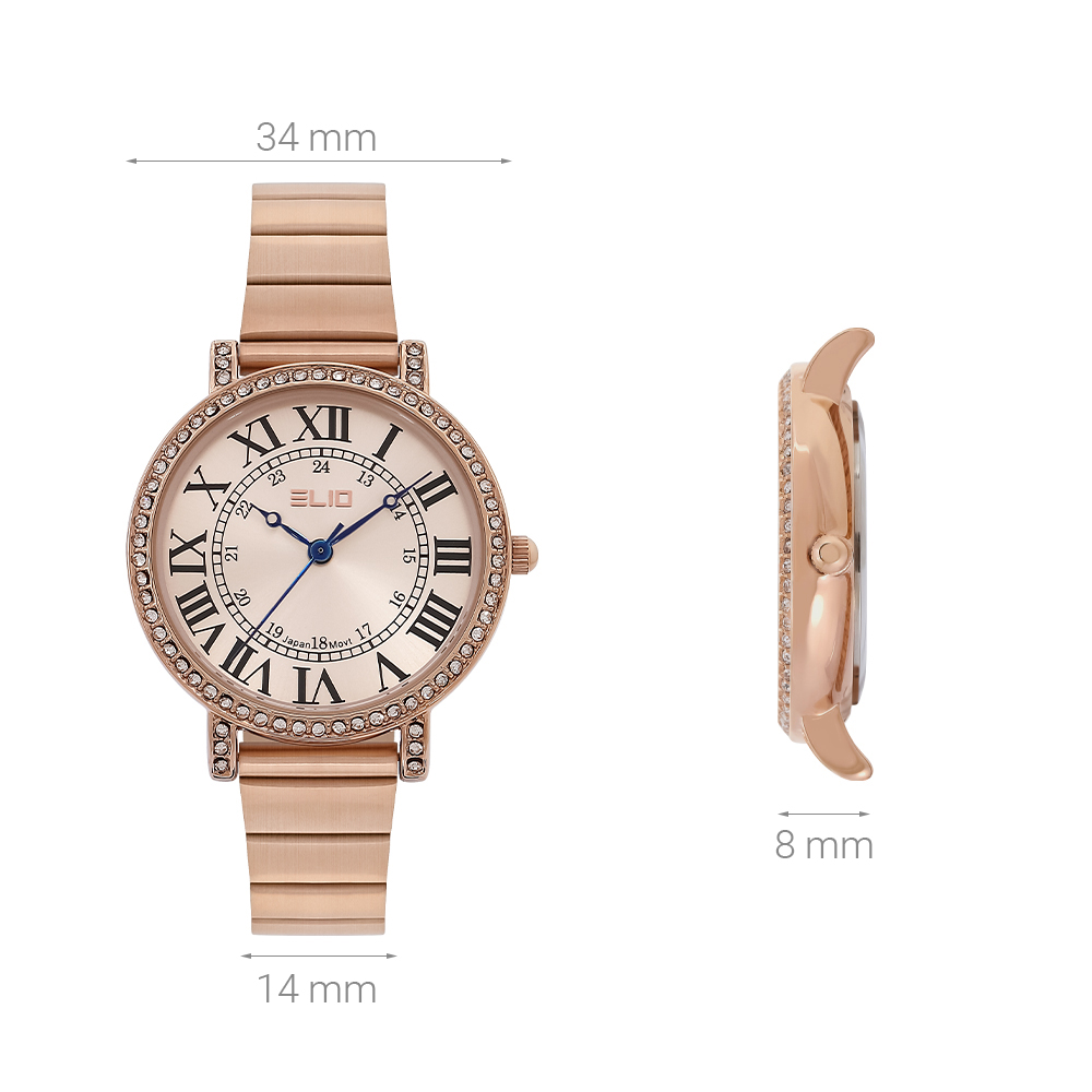 Đồng hồ ELIO 34 mm Nữ ES118-02 Màu Vàng Hồng