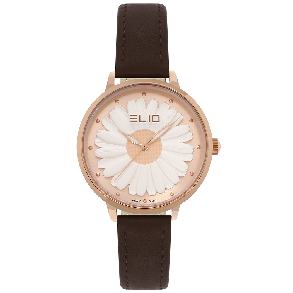 Đồng hồ ELIO Flower 35 mm Nữ EL105-02 Màu Nâu