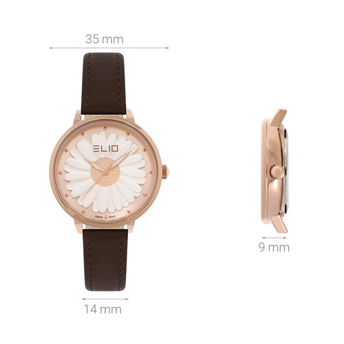 Đồng hồ ELIO Flower 35 mm Nữ EL105-02 Màu Nâu