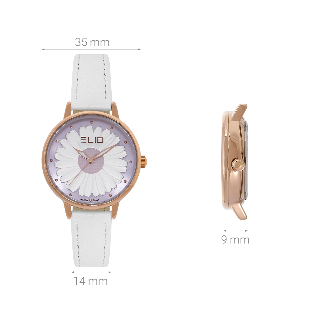Đồng hồ ELIO Flower 35 mm Nữ EL105-03 Màu Trắng