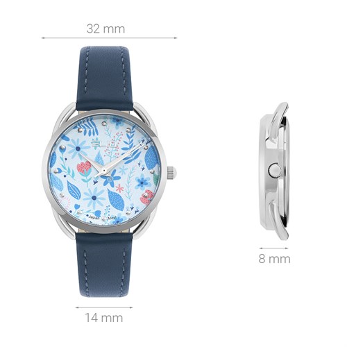 Đồng hồ ELIO Flower 32 mm Nữ EL108-01 Màu Xanh Dương