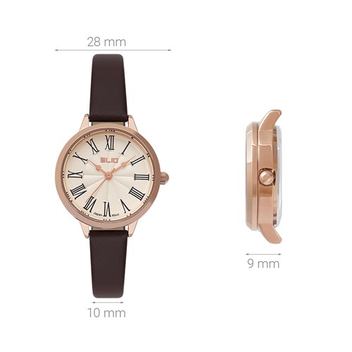Đồng hồ ELIO 28 mm Nữ EL112-02 Màu Nâu