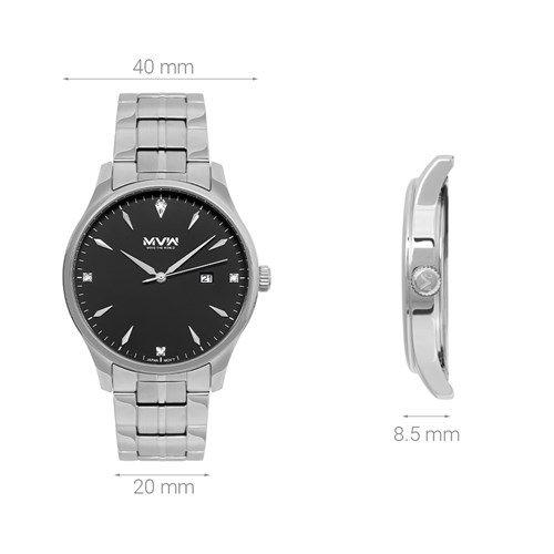 Đồng hồ MVW 40mm Nam MS076-02 Màu Bạc
