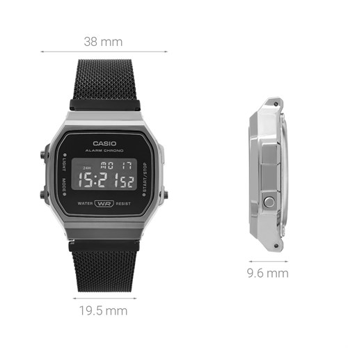 Đồng hồ CASIO 38 mm Unisex A168WEMB-1BDF Màu Đen
