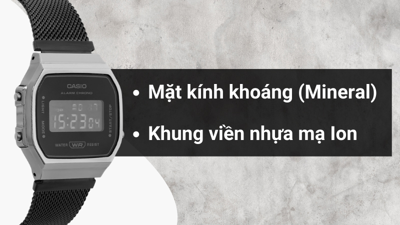 Chất liệu mặt kính và khung viền của mẫu đồng hồ Chất liệu mặt kính và khung viền của mẫu đồng hồ