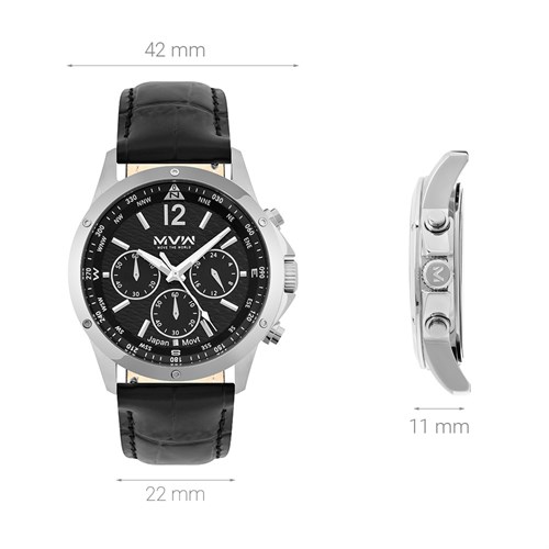 Đồng hồ MVW Sport 42 mm Nam ML066-01 Màu Đen
