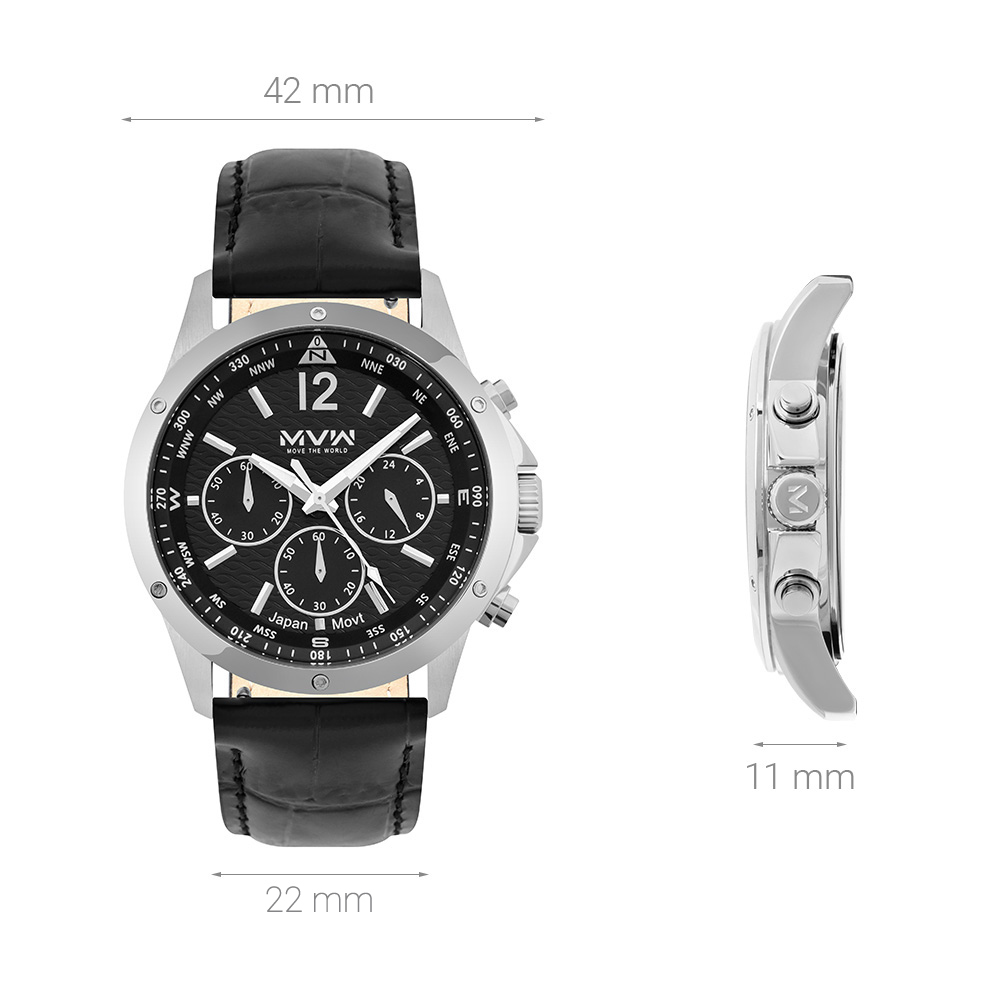 Đồng hồ MVW Sport 42 mm Nam ML066-01 Màu Đen