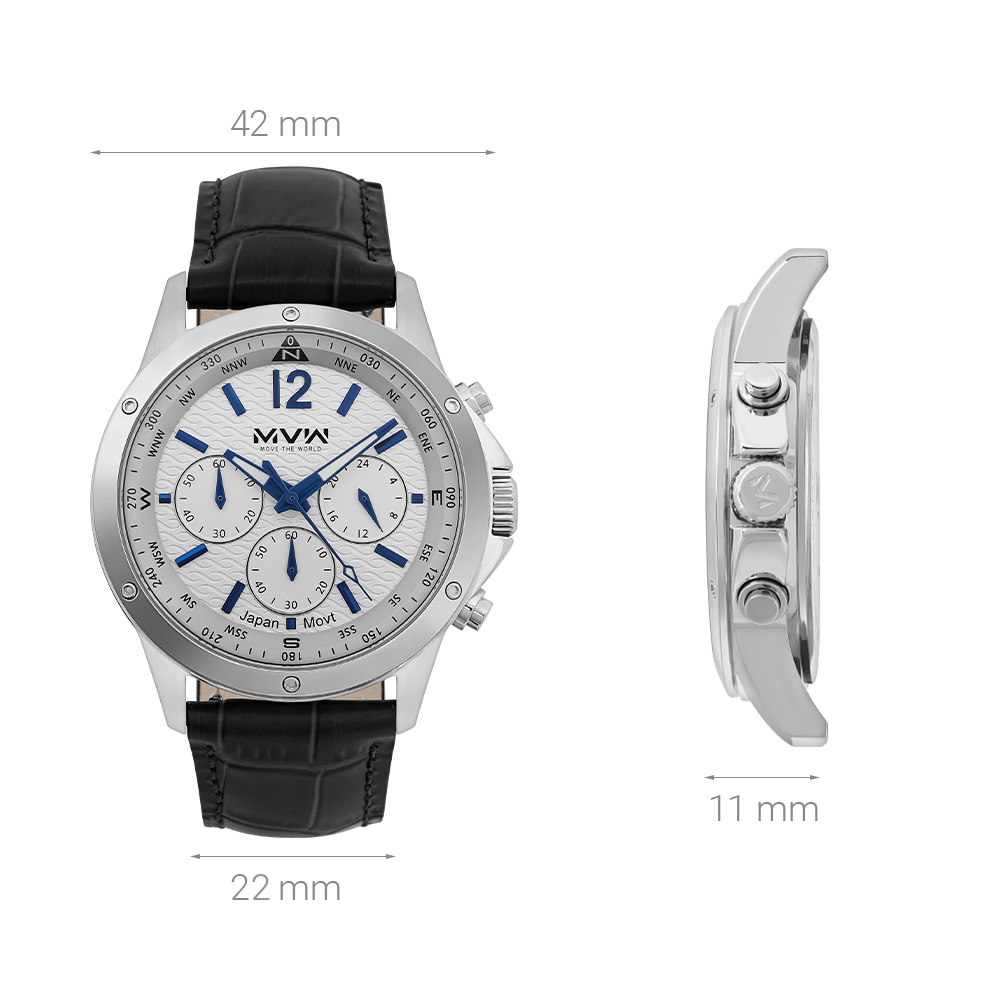 Đồng hồ MVW Sport 42 mm Nam ML066-03 Màu Đen