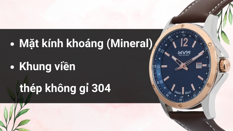 Chất liệu mặt kính và khung viền của mẫu đồng hồ Chất liệu mặt kính và khung viền của mẫu đồng hồ