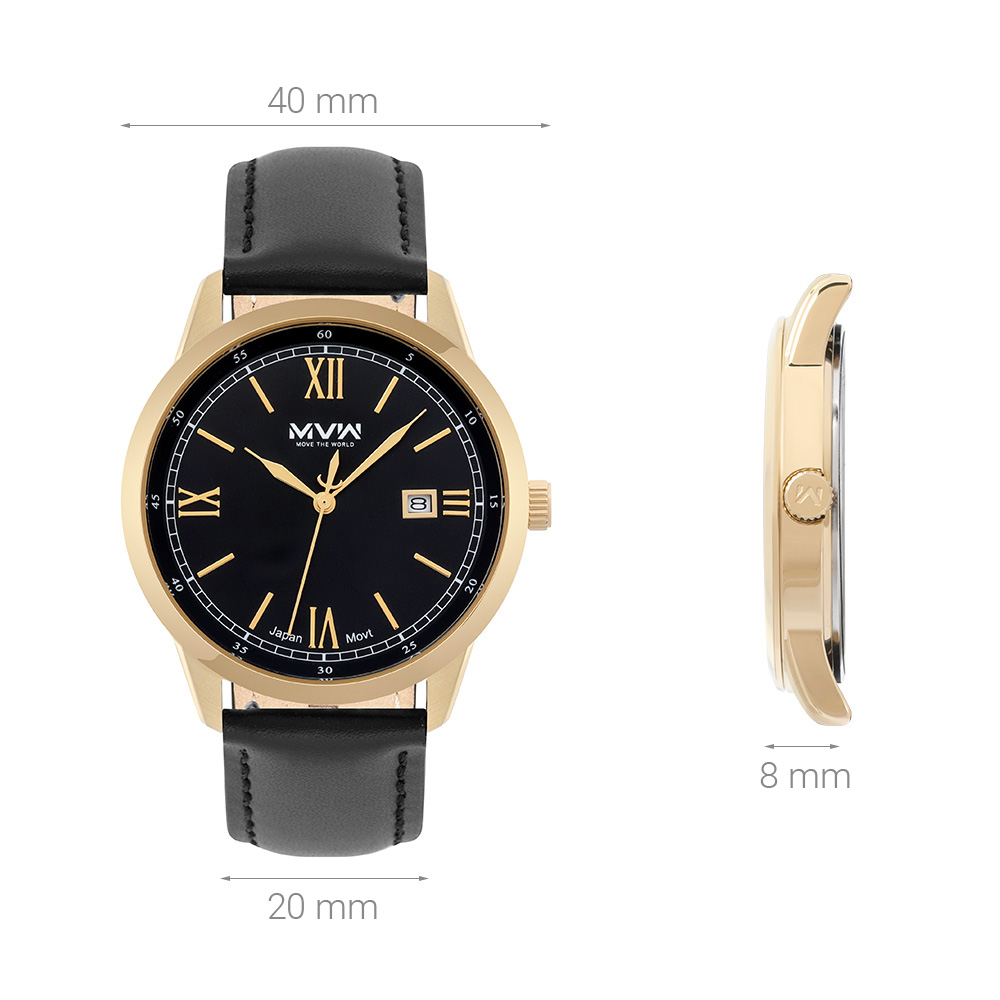 Đồng hồ MVW 40 mm Nam ML070-01 Màu Đen