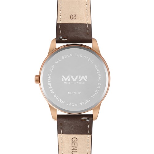 Đồng hồ MVW 40 mm Nam ML070-02 Màu Nâu
