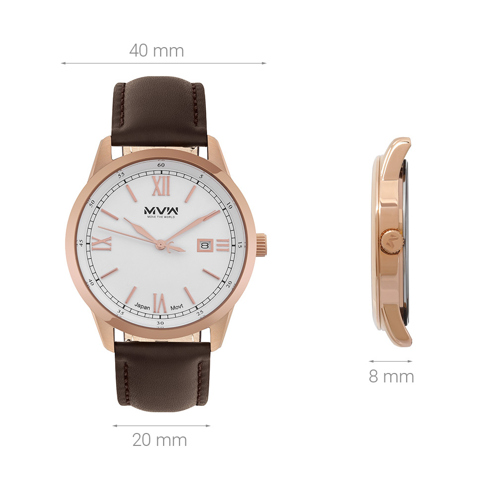 Đồng hồ MVW 40 mm Nam ML070-02 Màu Nâu