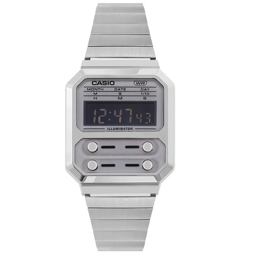 Đồng hồ CASIO 32 mm Unisex A100WE-7BDF Màu Bạc
