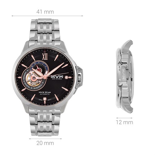 Đồng hồ MVW Star 41 mm Nam MSA003-02 Màu Bạc