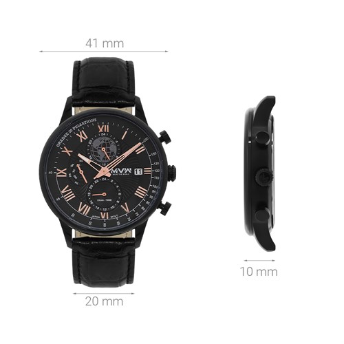 Đồng hồ MVW Sport 41 mm Nam ML071-02 Màu Đen