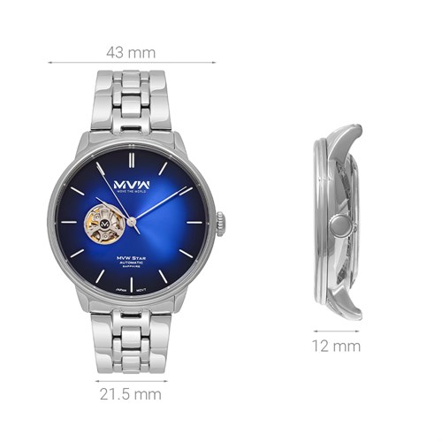 Đồng hồ MVW STAR 43 mm Nam MSA002-01 Màu Bạc