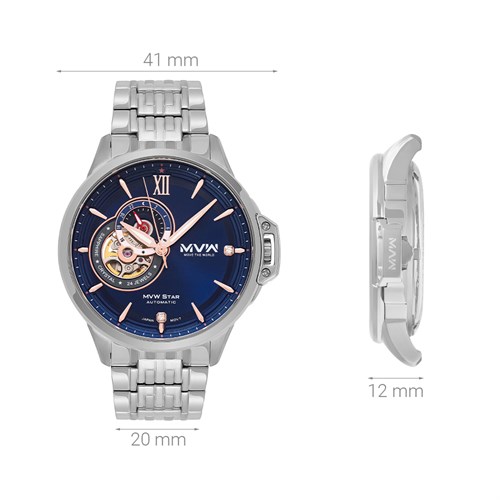 Đồng hồ MVW STAR 41 mm Nam MSA003-03 Màu Bạc