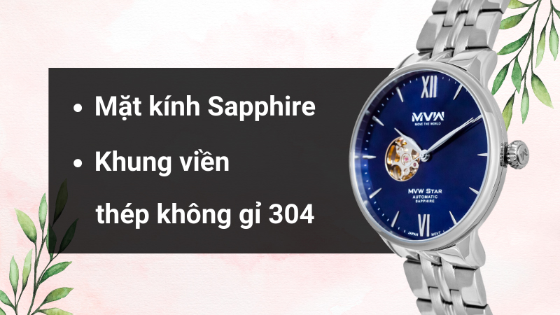 Chất liệu mặt kính và khung viền của mẫu đồng hồ Chất liệu mặt kính và khung viền của mẫu đồng hồ