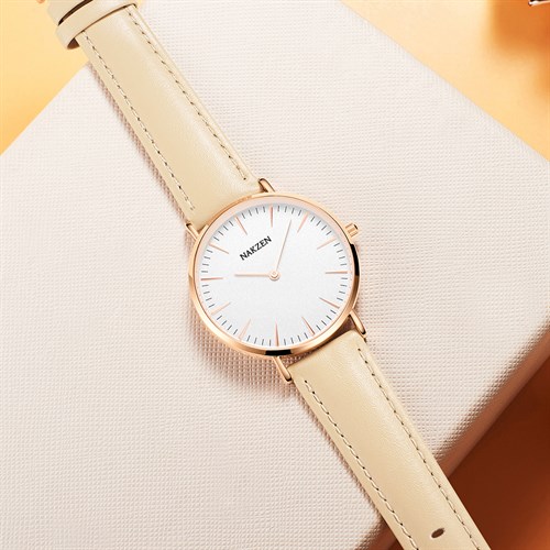 Đồng hồ Nakzen 38 mm Nữ SL8318LBN-7NR Màu Kem