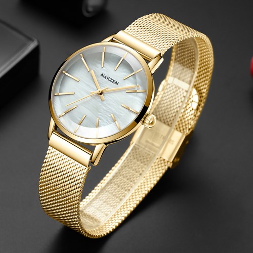 Đồng hồ Nakzen 34 mm Nữ SS8257LD-7N3 Màu Vàng