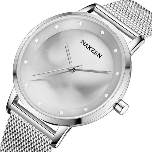Đồng hồ Nakzen Pha Lê Tuyết 34 mm Nữ SS8332L-7 Màu Bạc