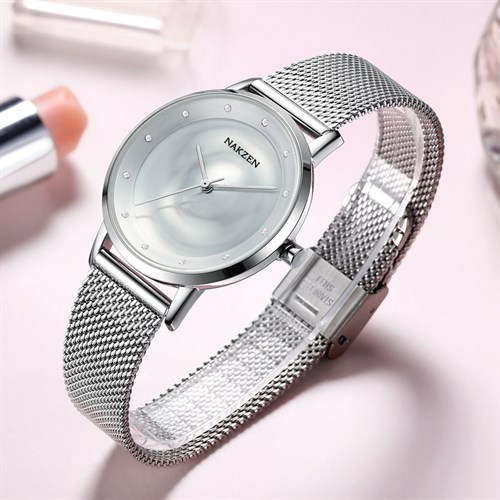 Đồng hồ Nakzen Pha Lê Tuyết 34 mm Nữ SS8332L-7 Màu Bạc
