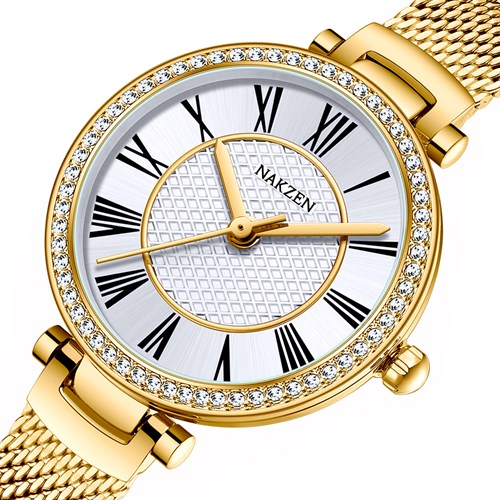 Đồng hồ Nakzen Hoa & Gió 28 mm Nữ SS8424LD-7N3 Màu Vàng