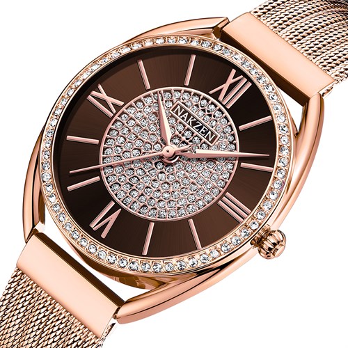 Đồng hồ Nakzen Hoa & Gió 33.6 mm Nữ SS8425LRE-4NR Màu Vàng Hồng